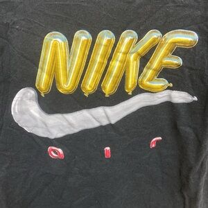 Vintage Nike Air Black T-Shirt with Yellow and White Logo